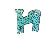 Turquoise Leopard Cheetah Brooch, Handmade Leopard Gift, Statement Animal Print Brooch, Vermont Made, Handmade Wooden Jewelry - Leopard Frog