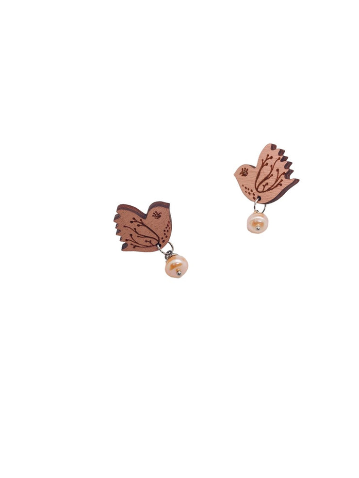 Bird Stud Earrings, Spring Bird Earrings, Jewelry for Artistic People - Leopard Frog