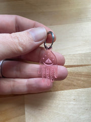 Pink Hand Mushroom Mono Earring, Wicca Earring, Witchy Earring, Unique Mushroom Jewelry - Leopard Frog