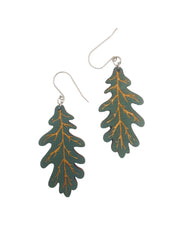 Dark Green Oak Leaf Earrings, Lightweight Hypoallergenic Earrings