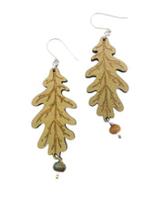 Lightweight Laser-Cut Light Green Oak Leaf Dangle Statement Earrings – Hypoallergenic, Made in Vermont (Copy)