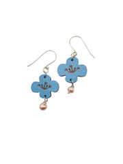 Blue Flower Earrings, Lightweight, Hypoallergenic, Made in Vermont