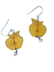 Yellow Wooden Apple Earrings – Lightweight, Hypoallergenic, Made in Vermont