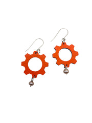 Red Gear Earrings Lightweight, Hypoallergenic, Made in Vermont