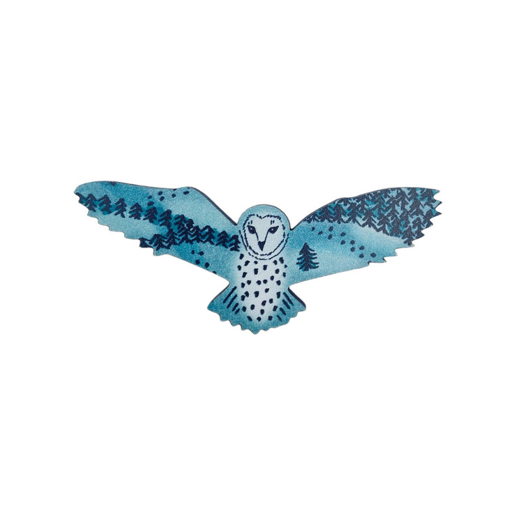 Pink/Blue Forest Flying Owl Brooch