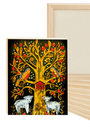 Vermont Tree of Life, Birds with the Lambs wall art, Print on Board - Leopard Frog