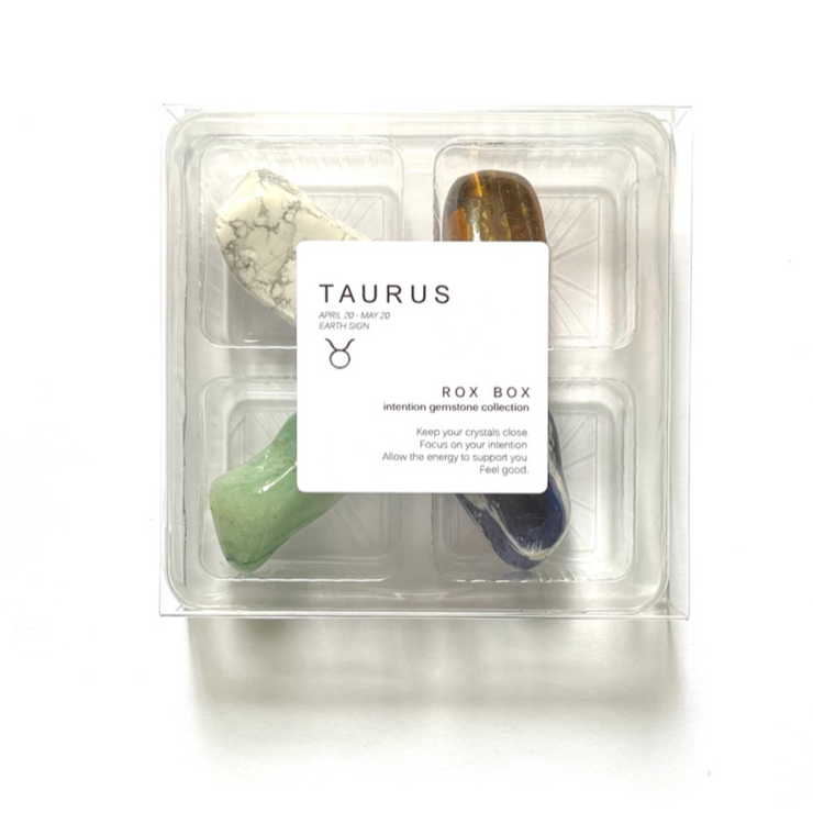 Taurus Zodiac Rox Box - jumbo Crystals and Stones gift set - Leopard Frog
