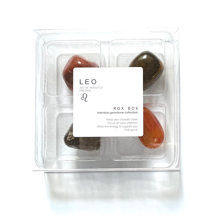 Leo Zodiac Rox Box - jumbo - Crystals and Stones gift set - Leopard Frog