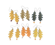 Yellow Green Oak Leaf Earrings, Lightweight Wooden Earring, Hypoallergenic, Laser-cut, Made in Vermont