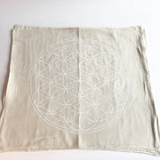 XL Flower of Life - White Ink - Crystal Grid Cloth - Leopard Frog