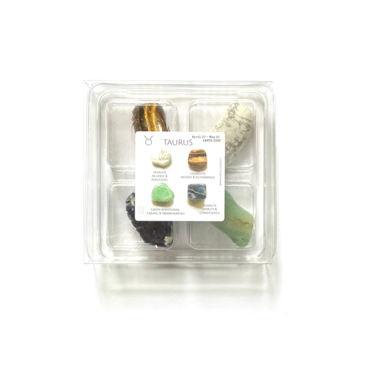 Taurus Zodiac Rox Box - jumbo Crystals and Stones gift set - Leopard Frog