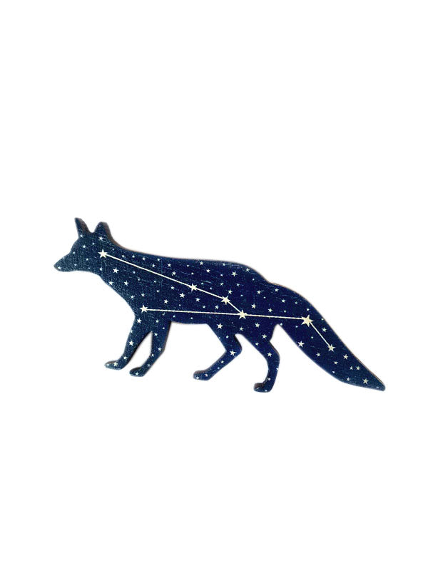 Vulpecula pin - fox constellation pin - fox constellation brooch - cut fox jewelry - teenager gift ideas -  fox wooden pin - starry fox - Leopard Frog